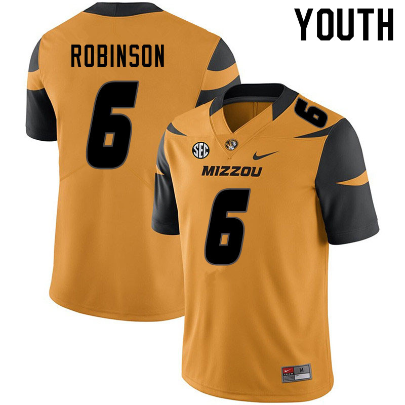 Youth #6 Darius Robinson Missouri Tigers College Football Jerseys Sale-Yellow - Click Image to Close